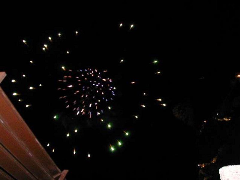 プールサイドから打ち上げられた花火
