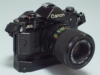 Canon A-1, PowerWinder A2 with 100mm makro