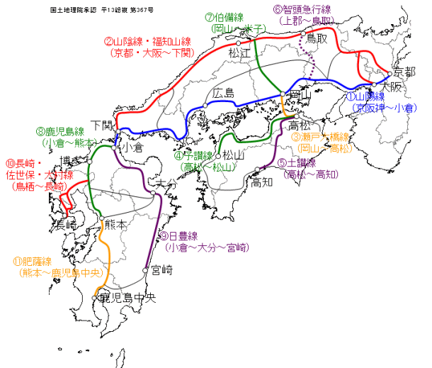 ＪＲ在来線路線図for１８きっぷ（近畿～中国四国～九州）